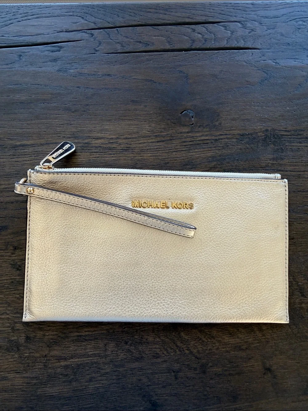 NWOT- Michael Kors Metallic Gold Wristlet Clutch